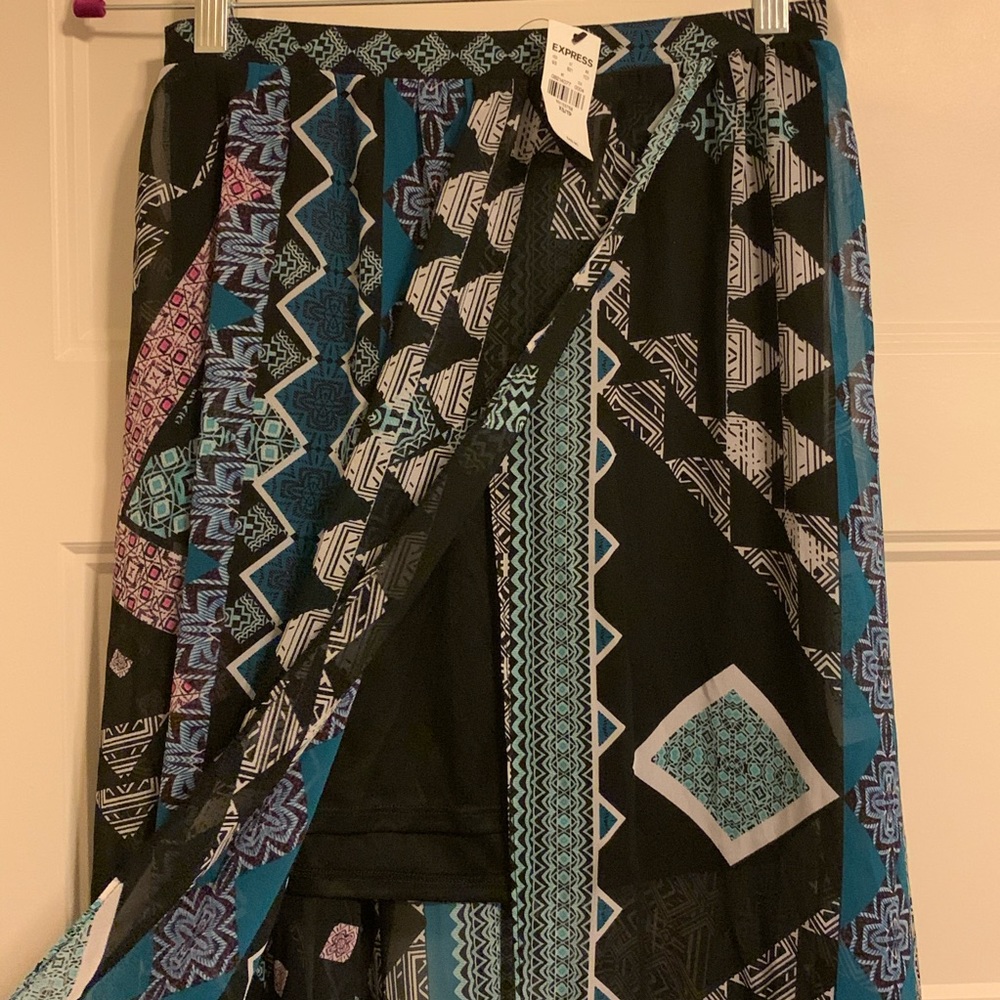 Dreamy geometric print boho chiffon skirt